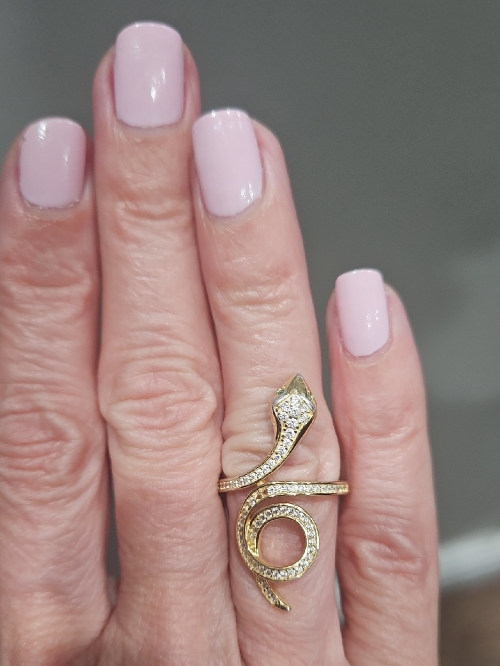 Gold Snake Wrap Ring with Pavé Crystals - Women's Jewelry
